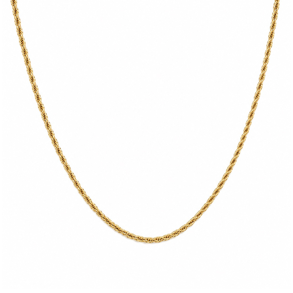 Classic Rope 3mm Halskæde Guldbelagt