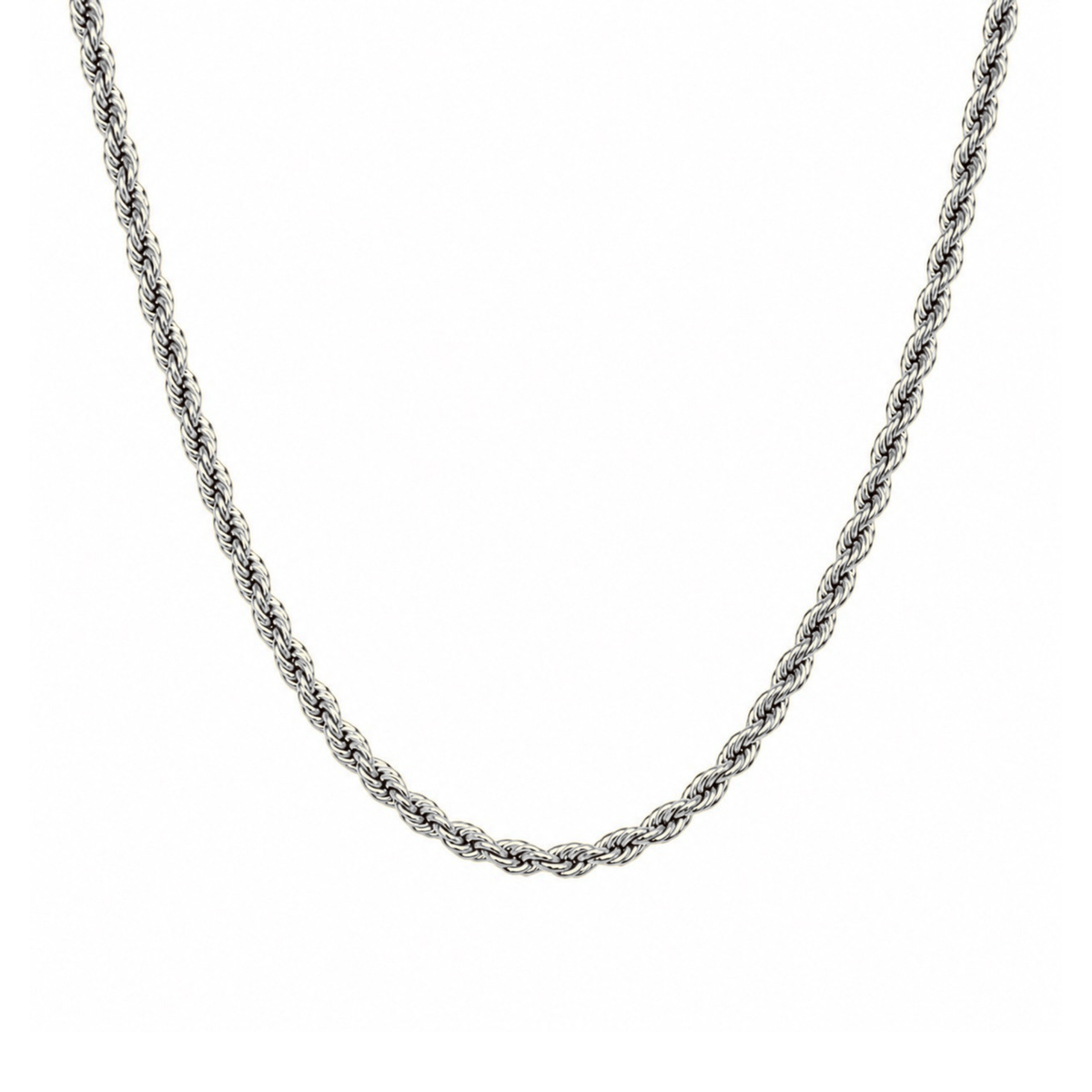 Classic Rope 4mm Necklace Silver-Colored