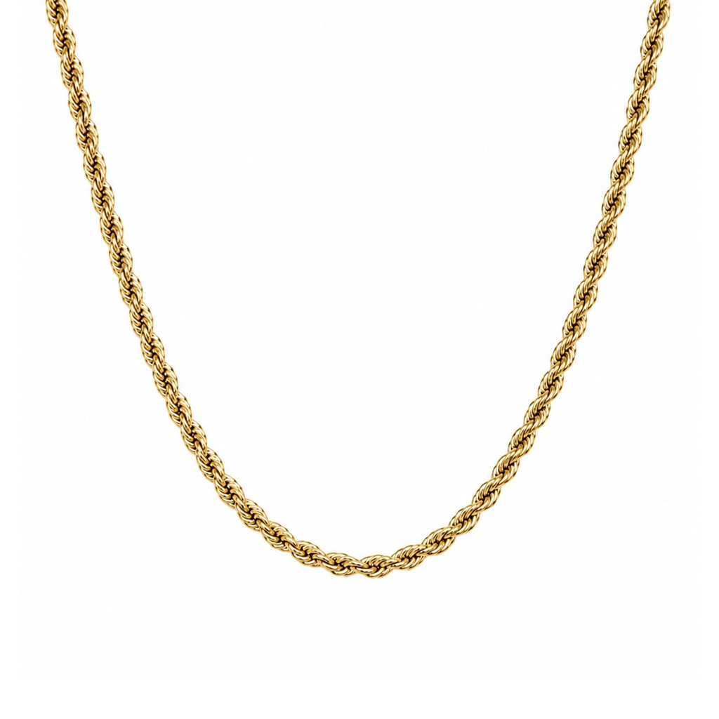 Classic Rope 4mm Halskæde Guldbelagt
