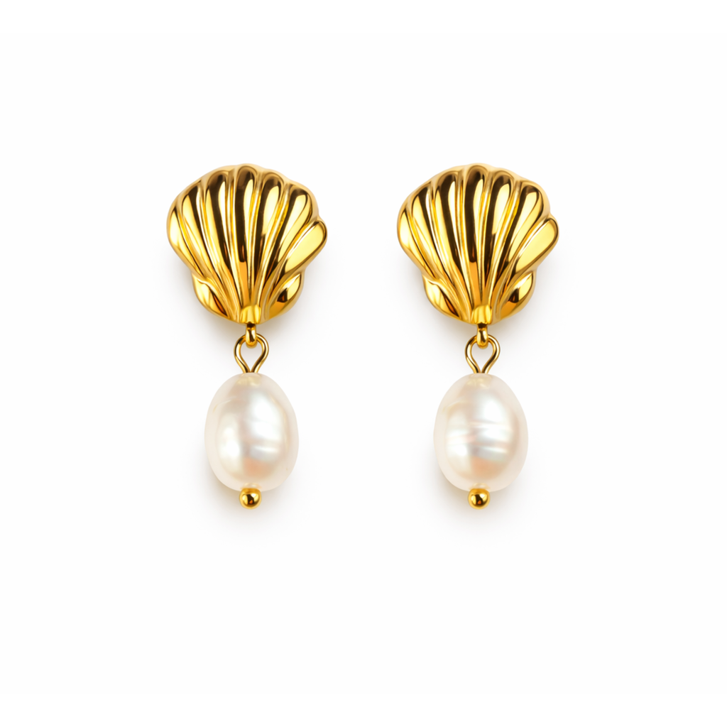 Pearl Shell ØreringeGuldbelagt